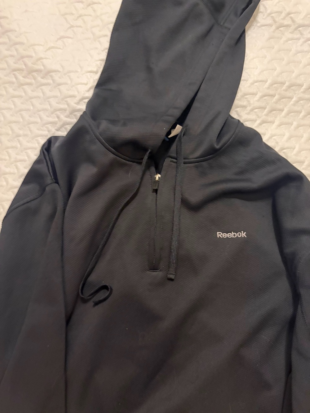 Reebok Men's Black 1/4 Zip-Up Hooded Sweatshirt